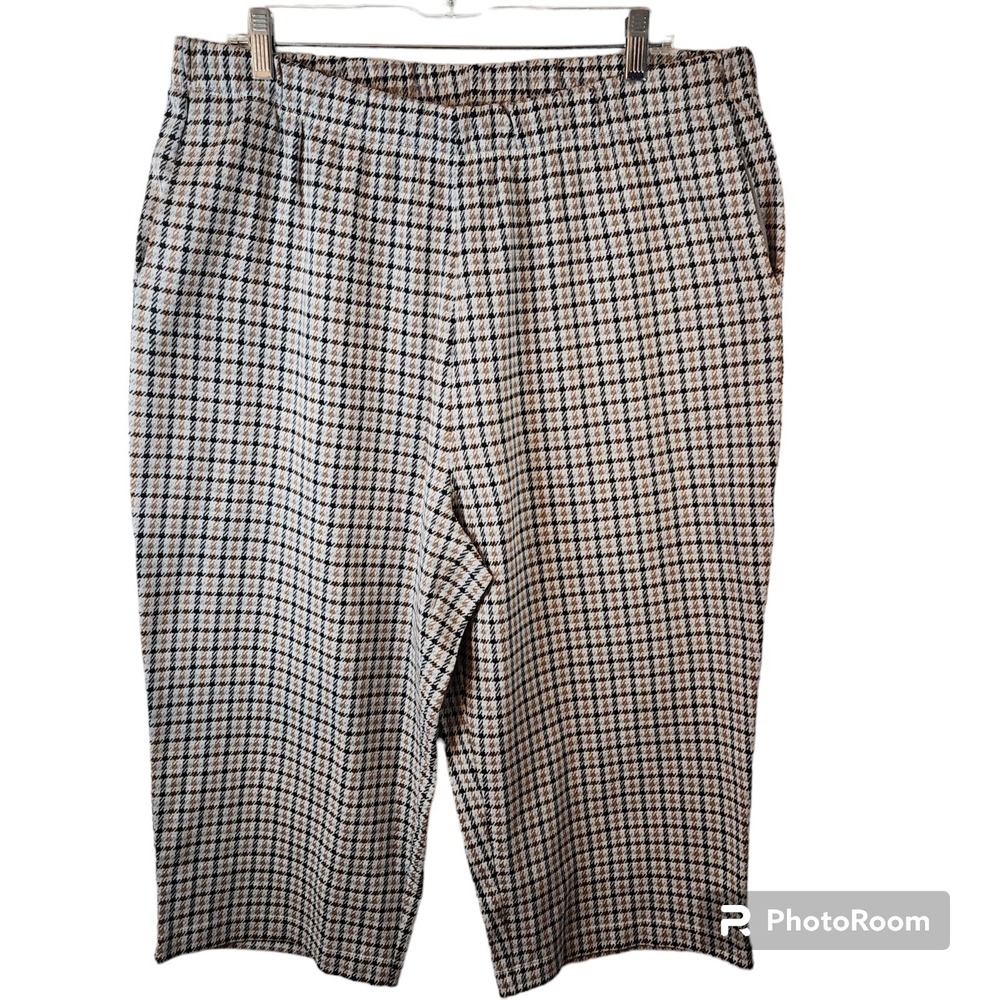 New Lands End Women Tall Houndstooth Capri Pull On Pants Size XL/T 14‎ Inseam 19